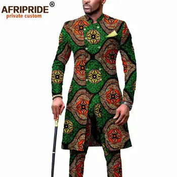 Мъжки Костюм, Африканска дреха, яке с принтом Дашики и панталони Анкара, комплект от 2 теми, рокля, костюм, Връхни Дрехи в стил на Анкара за Сватба A2016054