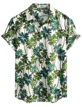 Нова риза Coconut, Мъжки летни дрехи, Дрехи с 3D графика, Градинска облекло 6xl, Ежедневни блузи с къс ръкав Оверсайз За мъжки ризи 2023