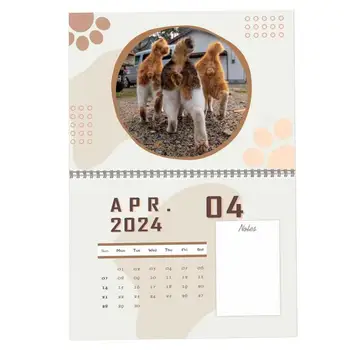 Забавен Календар с котешки задника на 2024 година, Забавен Календар на стената, на 12 месеца, Забавен Календар с котки, Подаръци за любителите на котки, Органайзер за дома и офиса