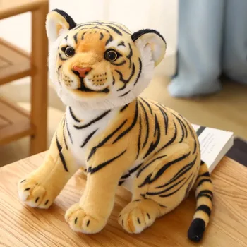 23 см Моделиране тигренка Плюшен играчка, меко диво животно, горски тигър, възглавници, кукли за деца, подарък за рожден ден