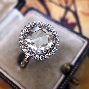 Нов Класически женски годежен пръстен с кръгла форма, AAA с блестящ кристал на Цирконий, Елегантен пръстен за любов, прекрасен подарък, дамски бижута