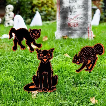 Статуята на черна котка Градински декор на Черна котка, Акрилни perfekt-брой Водоустойчива Черна котка, Градина, тераса Тревата Perfekt-брой Открито в градината