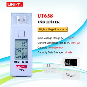 UNIT USB Тестери на Напрежение U Disk Doctor Зарядни Устройства Волтметър Амперметър UT658 UT658B Тест МАКС 9 с Хранилището на данни USB Тестери